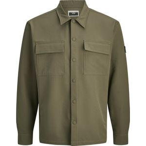 JACK & JONES Heren Overhemd Groen – Polyester-Elastaan – Regular Fit – Lange Mouw
