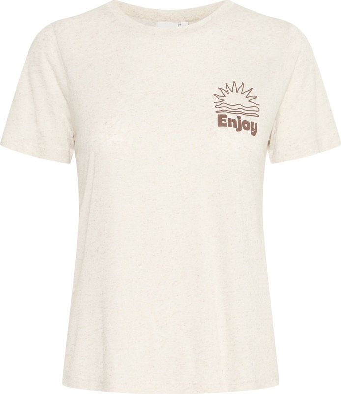 Ichi - Sandshell Melange Tee Top - Beige - Dames