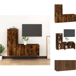 vidaXL tv-meubel set - Klassiek - Tv-kast - 80 x 34.5 x 40 cm - 40 x 34.5 x 100 cm - Kleur- Gerookt eiken - Kast