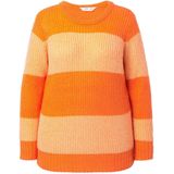 Angel of Style - Dames - Trui straight fit blokstrepen pailletten - Oranje - Maat 42+