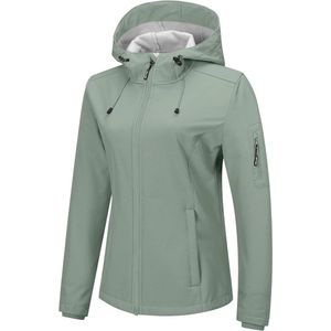 Waterdichte en Ademende Softshelljas voor Dames - Winddichte Overgangsjas met Capuchon