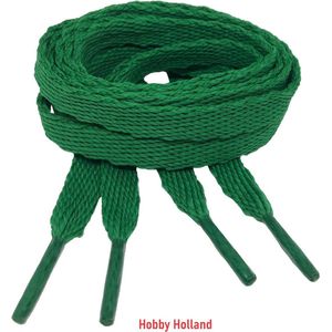 1 paar veters plat - platte veter - kelly green - gras groen - 130 cm - 10mm breed