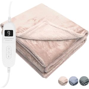 STAUS&BACH - PowerNap - Elektrische Deken - Champagne Roze - 180x160 cm - Dubbelzijdig Fleece Sherpa