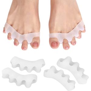 4 stuks - Teenspreiders - Hallux valgusspreiders - Correctieverbanden voor teenscheiding - Verlicht teenpijn, verlicht ongemak van knobbels en hamertenen - Geschikt voor vrouwen en mannen met knobbels, overlappende tenen en hamertenen - Wit