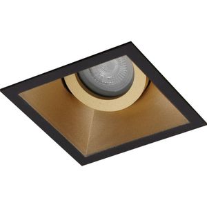 Premium platte Inbouwspot Rafael Goud, Zwart Verdiepte vierkante spot Extra Warm Wit (2700K) Met Integral LED