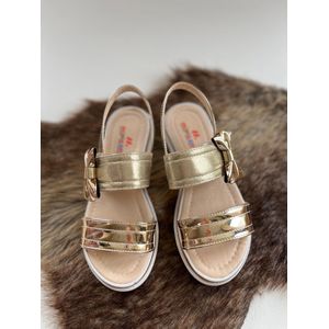 meisjesschoenen-zomerschoenen-kinderschoenen-sandalen- schoenen met enkelband-klittenbandsluiting-orthopedic-kleur goud-bruidsmeisjes-bruiloft-feest-verjaardag-fotoshoot-maat 34