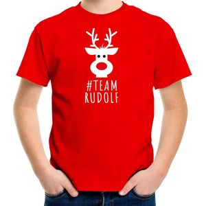 Bellatio Decorations kerst t-shirt voor kinderen - team Rudolf - rood - Kerstdiner 104/110