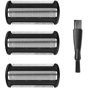 28 of Shave - Set van 3 Vervangende Philips Bodygroom Foliekoppen - Geschikt voor BG2000 en Modellen zoals BG2020, BG2022, BG2024, BG2025, BG2026, BG2028, BG2029, BG2030, BG2036, BG2038, BG2039 en BG2040 - Waterbestendig - Inclusief Schoonmaakborstel