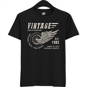 A Vintage Motorcycle Addict Est 1983 | Retro Verjaardag Motor Cadeau Shirt - T-Shirt - Unisex - Zwart - Maat L