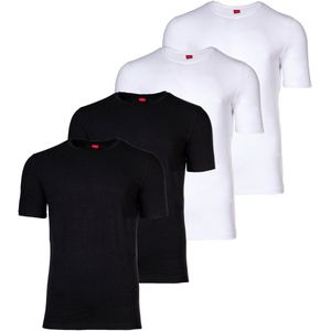 s.Oliver - Shirt - Zwart/Wit - 4 Pack - Kwartmouw - Slanke Pasvorm