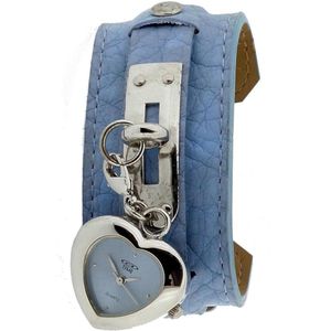 @time 422-1007-99 Horloge - Leer - Blauw - Ø 23.5 mm