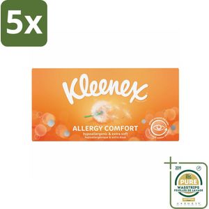 5 x Kleenex – Allergy Comfort – Tissues – 56 stuks per verpakking - Grootverpakking - Allergiecomfort - Hypoallergeen - Allergische Neus - Allergische Ogen - Allergische Huid