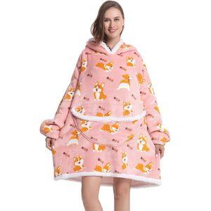 Oversized Deken Hoodie voor Volwassenen - Pluizige Sherpa Fleece, Super Warm en Gezellig met Capuchon