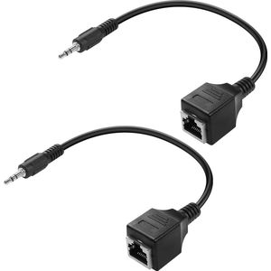 RJ45 naar 1/8"" Stereo Adapter 2 Pack - Mannelijk 3,5mm naar RJ45 Socket Extender via Cat5 & Cat6 Ethernet Adapter