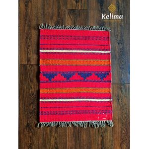 Handgemaakt Kelim vloerkleed 60 cm x 80 cm - Bedouin Wol tapijt Kilim Uit Egypte - Handgeweven Loper tapijt - Keukenmat - Tafelkleed