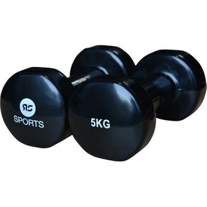 RS Sports Dumbells set - 2 x 5 kg dumbbells - Vinyl - Zwart