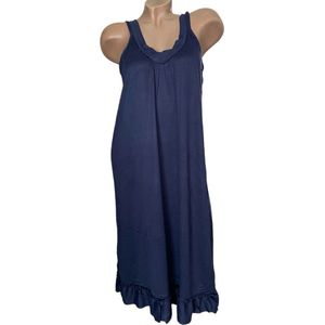 Dames nachthemd mouwloos met v hals Onesize S-L donkerblauw