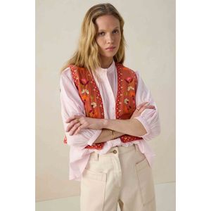 Sissy-Boy - Gilet - Lichtrood - 100% Katoen - Bloemenborduurwerk