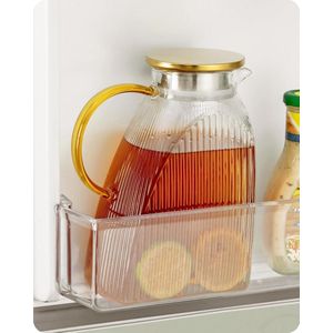 Waterkaraf Hoog Borosilicaatglas 1.8L/63oz Met Roestvrijstalen Deksel - Voor Koelkastdeur - Geschikt Voor Warme en Koude Zelfgemaakte Dranken