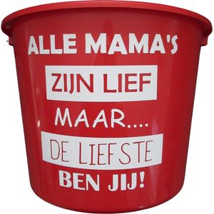 Cadeau Emmer - Alle Mama's zijn lief - 12 liter - rood - cadeau - geschenk - gift - kado - moederdag - surprise