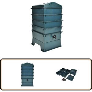 vidaXL Wormenbak 4-laags - 42x42x60 cm - Groen Wormenbak - Composteren - Wormcompost - Biologische Tuinbouw - Composthaven
