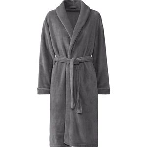 LIVARNO home Dames badjas - M - Donkergrijs Materiaal: polyester - Kenmerken: met sjaalkraag - Met strikceintuur - Aangenaam zacht - Absorberend en sneldrogend