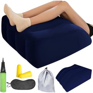 Opblaasbaar beenkussen - Wigkussen om te slapen - Beenverhogingskussen voor benen en knieën - Ademend en wasbaar - Blauw .