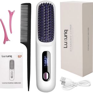 Luxuriq - Thermal Brush - Draadloze Stijltang - Wit - Haarborstel