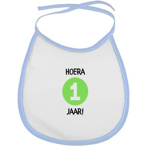Akyol - hoera 1 jaar slabbetje blauw - Verjaardag - jarigen - verjaardagscadeau - peuter - happy birthday