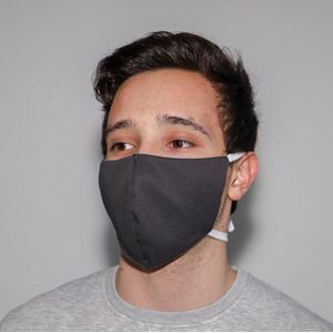 Mondkapje (mondmasker) van katoen - wasbaar en herbruikbaar 3-laags gezichtsmasker - Donkergrijs