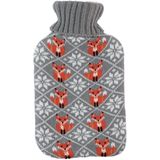 Warmwaterkruik - Grijs - 2L - Met Hoes - Winter Print - Vos