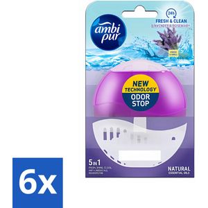 Ambi Pur - Toiletblok - Starterkit 5in1 - Lavendel & Rozemarijn - Toiletblok - 55 ml - Voordeelverpakking - 6 stuks
