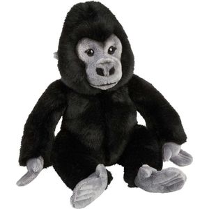 Pluche Zwarte Gorilla Knuffel 28 cm - Gorillas Apen Jungledieren Knuffels - Speelgoed Voor Kinderen