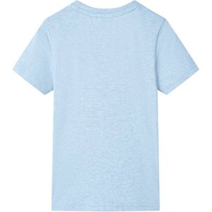 Kindershirt - Maat 128 - Gemêleerd Zachtblauw - Fietsprint