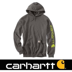 Carhartt Midweight Sleeve Logo Hooded Sweatshirt Carbon Heather Heren