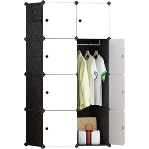 8 kubus draagbare kledingkast modulaire opbergorganizer met deuren en 1 hanger 7 cm diepere kubussen - opbergruimte voor kleding Kledingkast