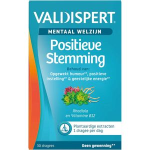 Valdispert Positieve Stemming - Vitamine B12 voor behoud opgewekt humeur, positieve instelling & geestelijke energie - Rhodiola - 30 dragees