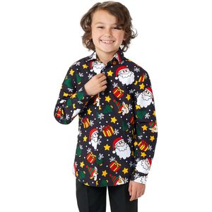 Suitmeister Santa Elves Black - Kids Overhemd - Elf Kostuum - Zwart - Maat L