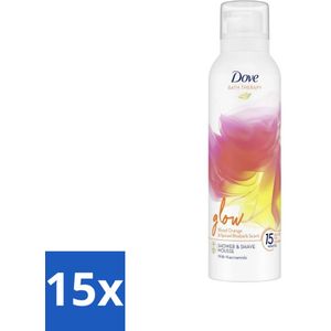 15 x Dove Douche- & Scheerschuim - Bath Therapy - Glow - Bloedsinaasappel & Rabarber - 200 ml - Dove Bath Therapy Glow Douche - Niacinamide Schuim - Huidverzorging - Huidglow - Scheerschuim Onder De Douche