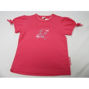 dirkje , meisje; t shirt korte mouw ,rose , vlinder , 86 - 86 maand