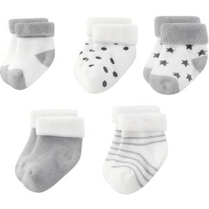 5-pack sokken, ademende katoenen babysokken voor pasgeborenen, dikke, warme sokken, geschikt voor baby's van 5-12 maanden (grijs)