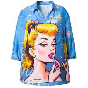 Angel of Style - Dames - Tuniek A-lijn PopArt-patroon lange mouwen - Sneeuwwit - Maat 42