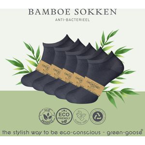 green-goose® Luxe Bamboe Sneakersokken | 5 Paar | 40 - 43 | 100% Bamboe | Duurzaam | Anti-Zweet | Heerlijk Zacht