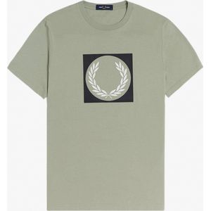 Fred Perry Tshirt met Opdruk - Groen - Maat M