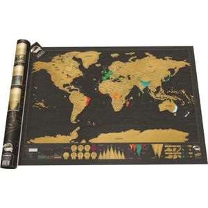 Fine Creations® - Wereldkaart kraskaart - XXL Wereld Kaart Kras - Kraskaart - 82 x 60 cm - Scratch Map - World Map - Travel - Reizen - Kras bezochte landen - Bucket List - met koker