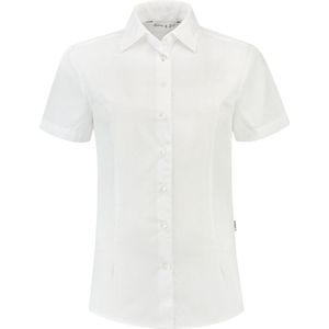 L&S Shirt poplin mix met korte mouwen voor dames wit - XXL
