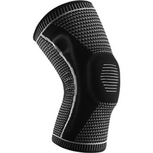 Kniebrace met Siliconen Kussen en Veerbeugels - Kniebandage met Antislip Compressie en Kniebescherming voor Ondersteuning bij Knieklachten - Knieband - Unisex - Zwart - M
