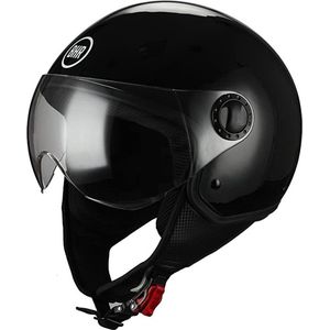 BHR 801 Vespa Helm – Jethelm met Extern Vizier – ECE Gekeurd – Glans Zwart - Maat XS