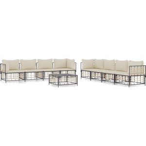 vidaXL 9-delige Loungeset - Poly Rattan - Antraciet Hoeken Bank Lounge Set - Loungebank - Tuinset - Buis Meubel - Outdoor Furniture - Balkon Meubels - Veranda Meubels - Relaxstoel