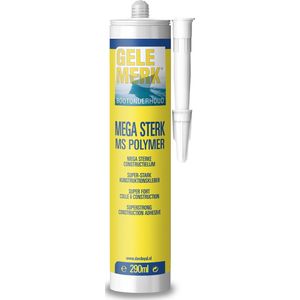 Gele merk MS Polymer mega sterk polymeer constructielijm wit 290ml